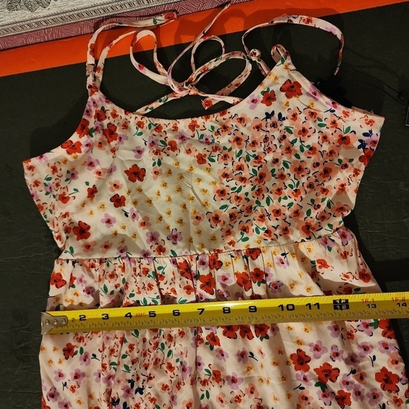 Wednesday's Girl Maternity Tiered Miini Cami Dress Pink Ditsy Floral Sz XS NWT - Picture 8 of 9